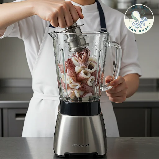 Làm chả mực bằng máy xay sinh tố chỉ 5 bước
